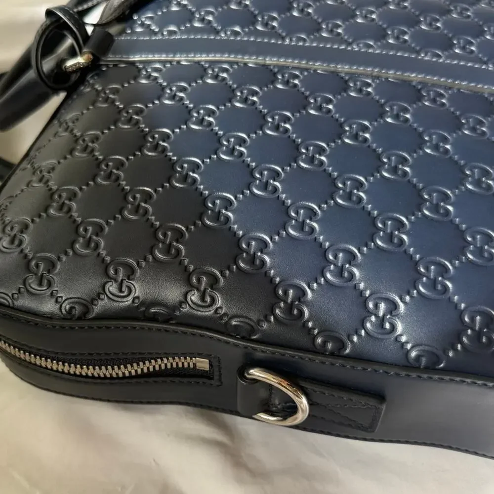 Gucci GG Emblem large briefcase navy blue